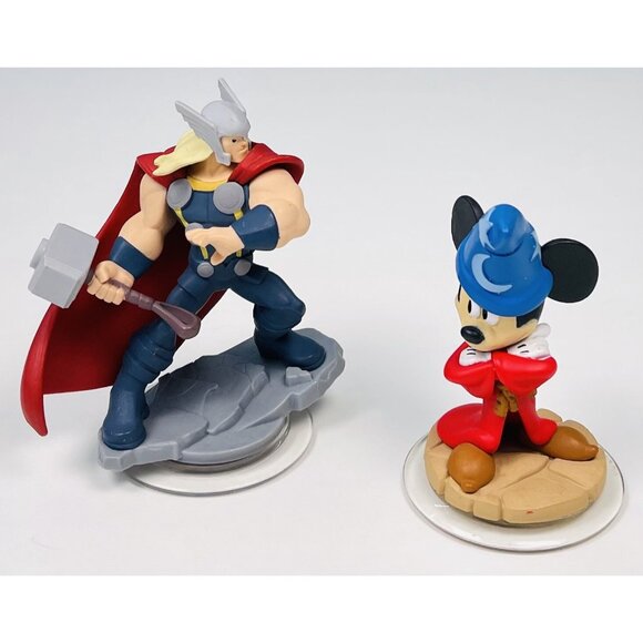 DISNEY Infinity THOR #INF-1000103 & SORCERER MICKEY INF-1000021 Figurines EUC - Picture 1 of 3
